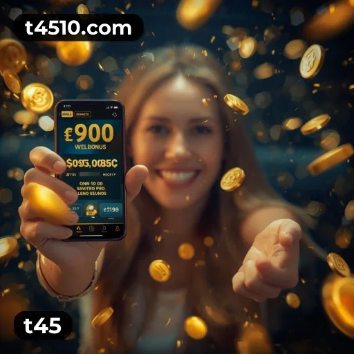 App t45 para iOS e Android — interface mobile, login biométrico e PIX integrado